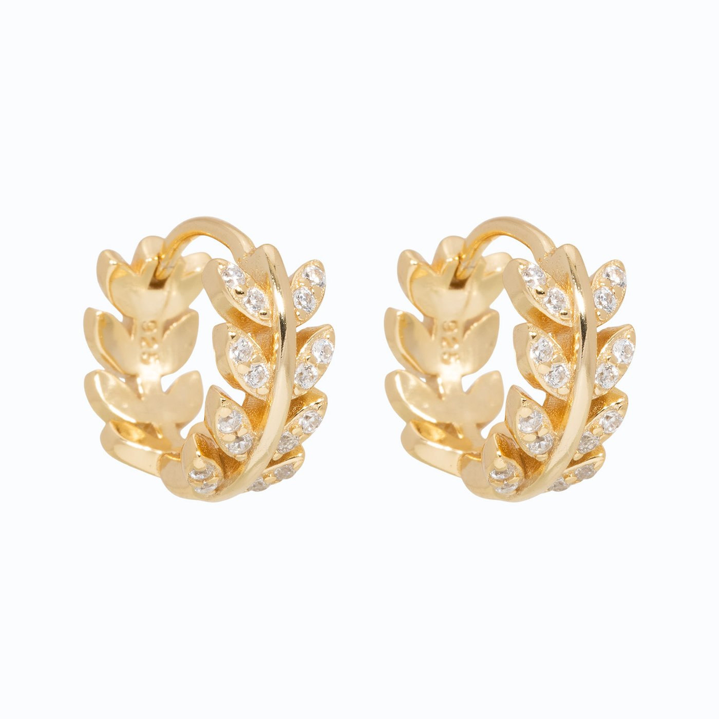 PiccadillyLily Gold Crystal Laurel Wreath Huggie Earrings