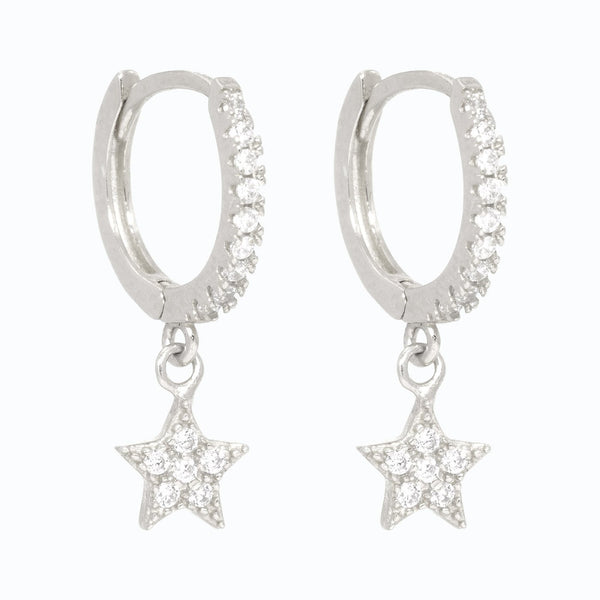 Piccadilly Lily  Silver Crystal Star Huggie Hoop