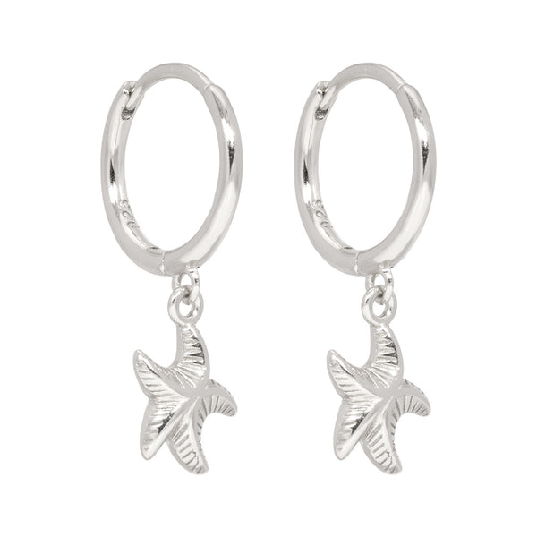 Lillys Amsterdam Silver Starfish Huggie Hoop Earrings