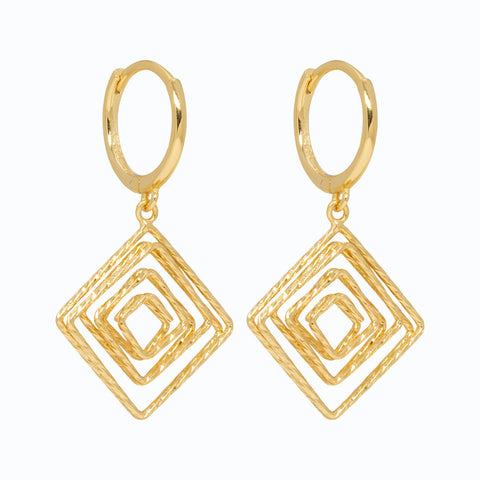 Piccadilly Lily Gold Geometric Diamond Huggie Hoop Earrings