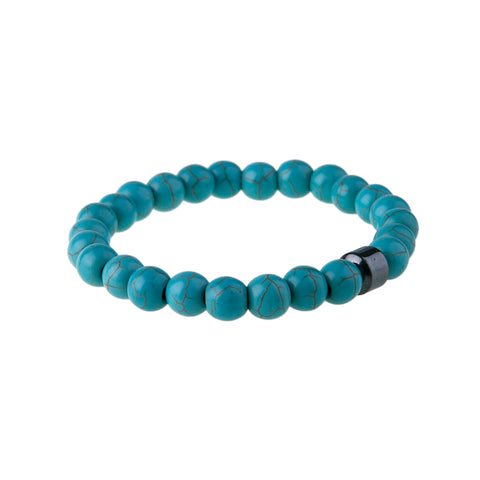 Piccadilly Lily Mens Turquoise Howlite Gemstone Stretch Bracelet