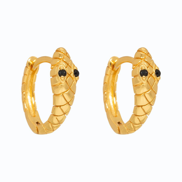 Piccadilly Lily Gold Snake Huggie Earrings
