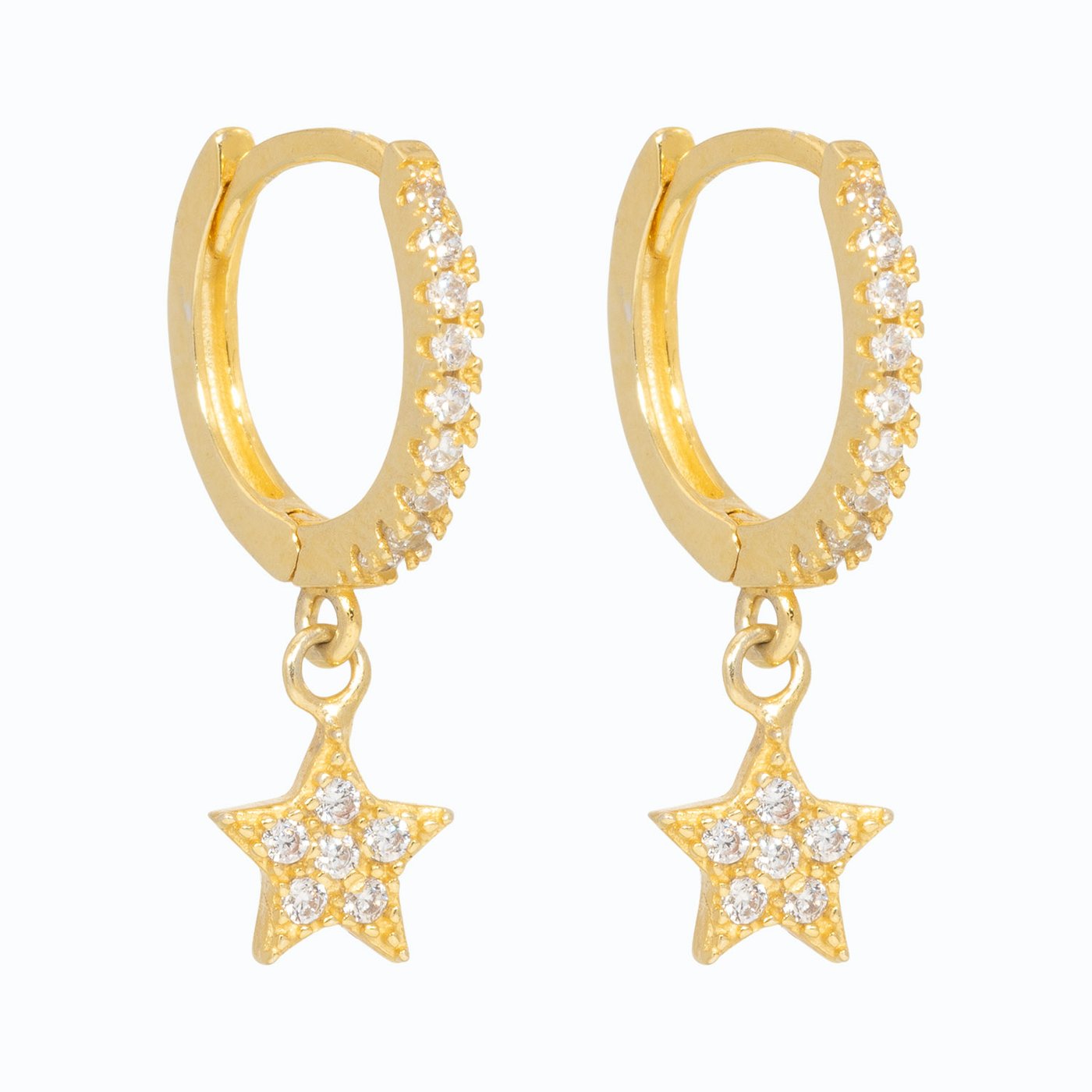 Piccadilly LIly  Gold Crystal Star Huggie Hoop Earrings