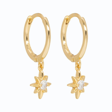 Piccadilly Lily Gold Crystal Star Huggie Hoop Earrings