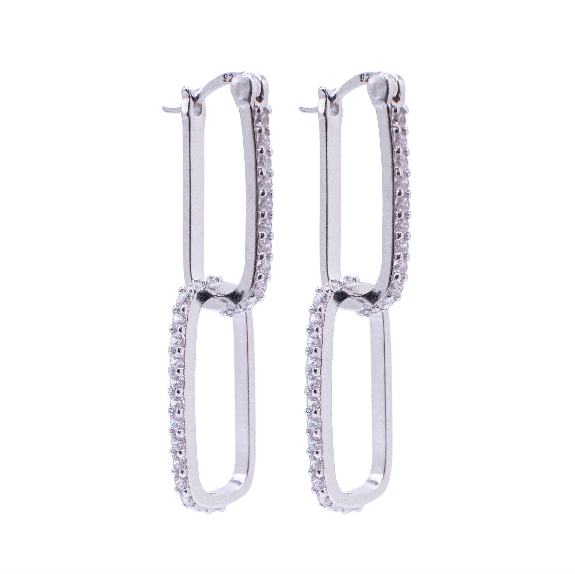 Piccadilly Lily Sterling Silver Double Crystal Hoop Huggie Earrings