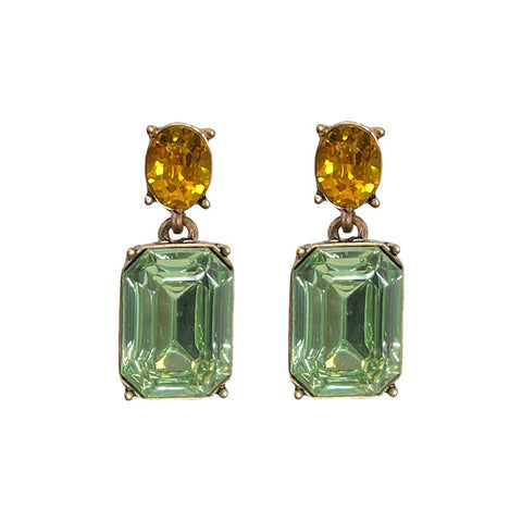 Last True Angel Mint Green & Yellow Crystal Earrings