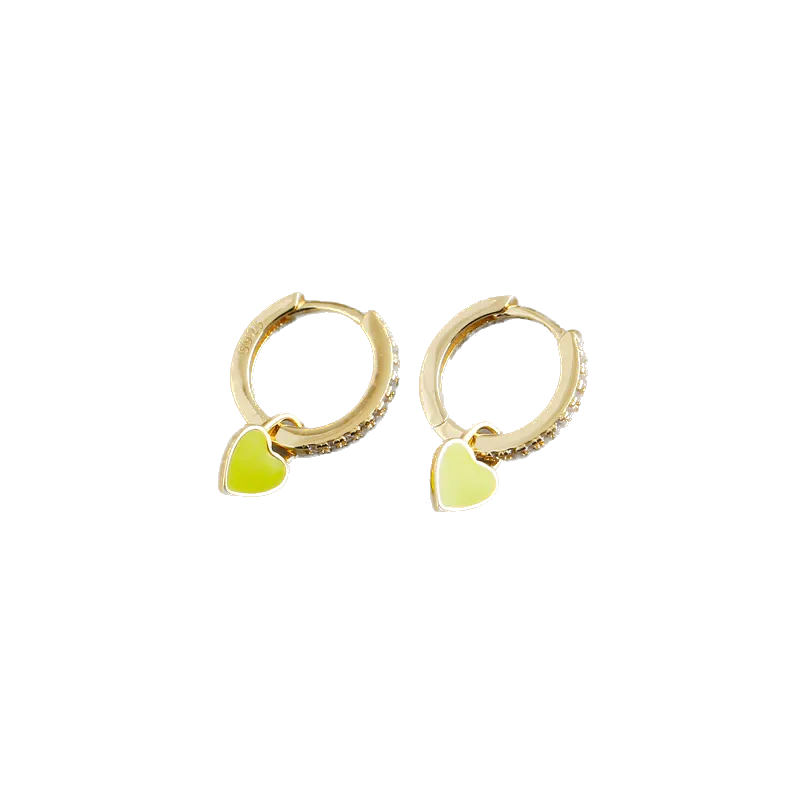 Piccadilly Lily Gold Yellow Heart Huggie Hoop Earrings