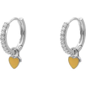 Piccadilly Lily Sterling Silver Yellow Heart Huggie Hoop Earrings